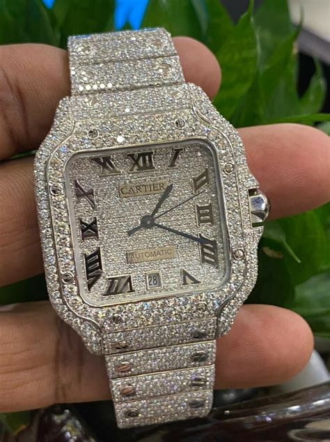 iced out cartier watch real.